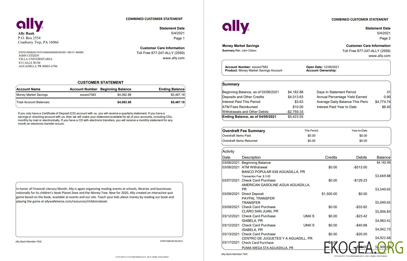 Banque alliée des États Unis 4 pages